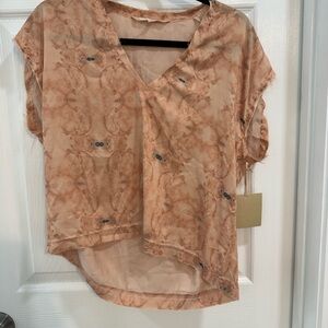 Women's Tan V-Neck Top